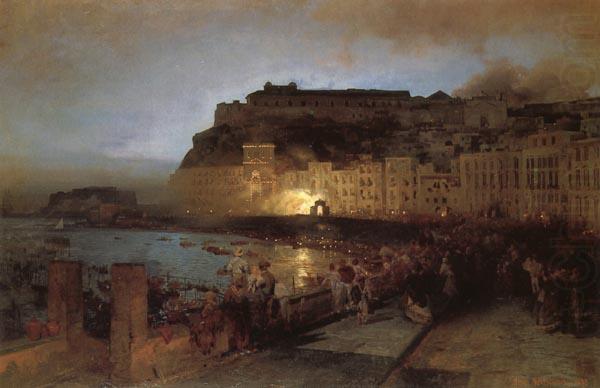 Fireworks in Naples, Oswald achenbach